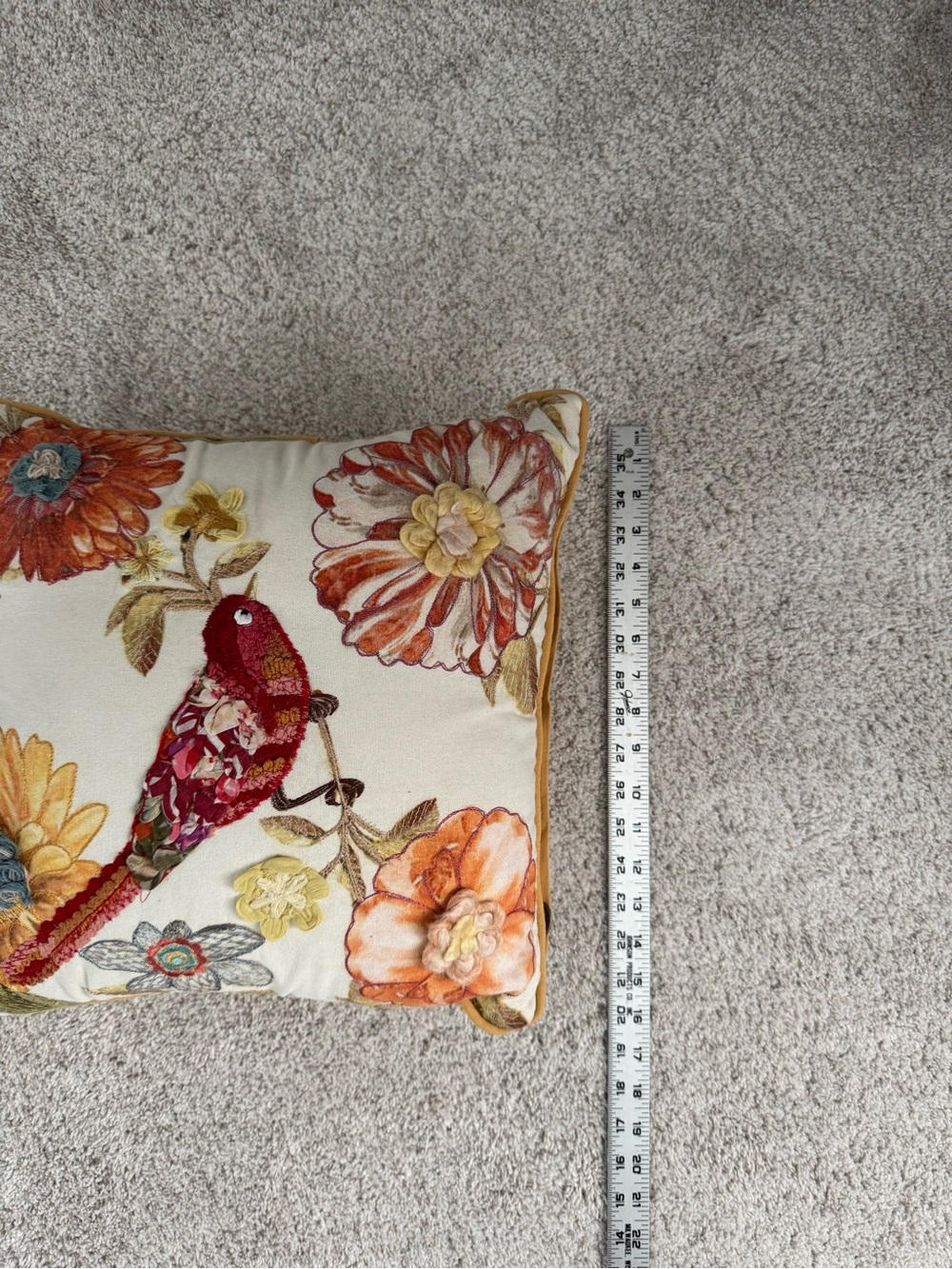 Pier 1 Embroidered Bird & Floral Accent Throw Pillow - Picture 7 of 7